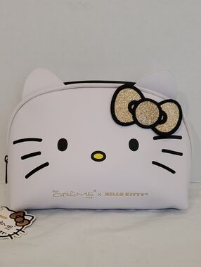Hello Kitty X The Creme Shop  Cosmetic Pouch with Gold Glitter Bow
